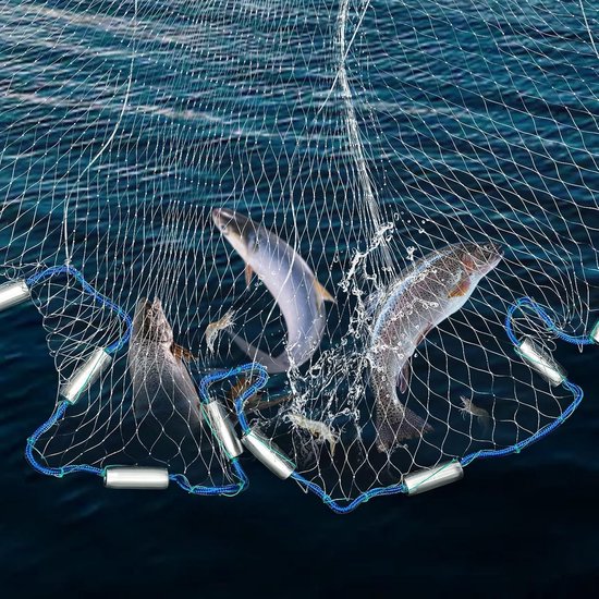 18 voet opvouwbaar visnet staal snel projectienet voor vissen met aas voor ondiepe zee-riviervijver (blauw) — afbeelding 4