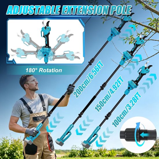Snoeischaar 2-in-1 telescoopstang voor Makita 18V — afbeelding 5