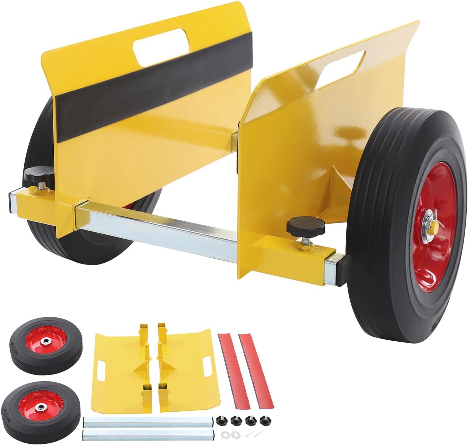 Platenwagen met 10 inch wielen, vrijstaand paneel Dolly voor gipsplaten, ijzeren plaatwagen, plaattransportwagen, plaattransporter, plaatkarren, transportwagen (geel)