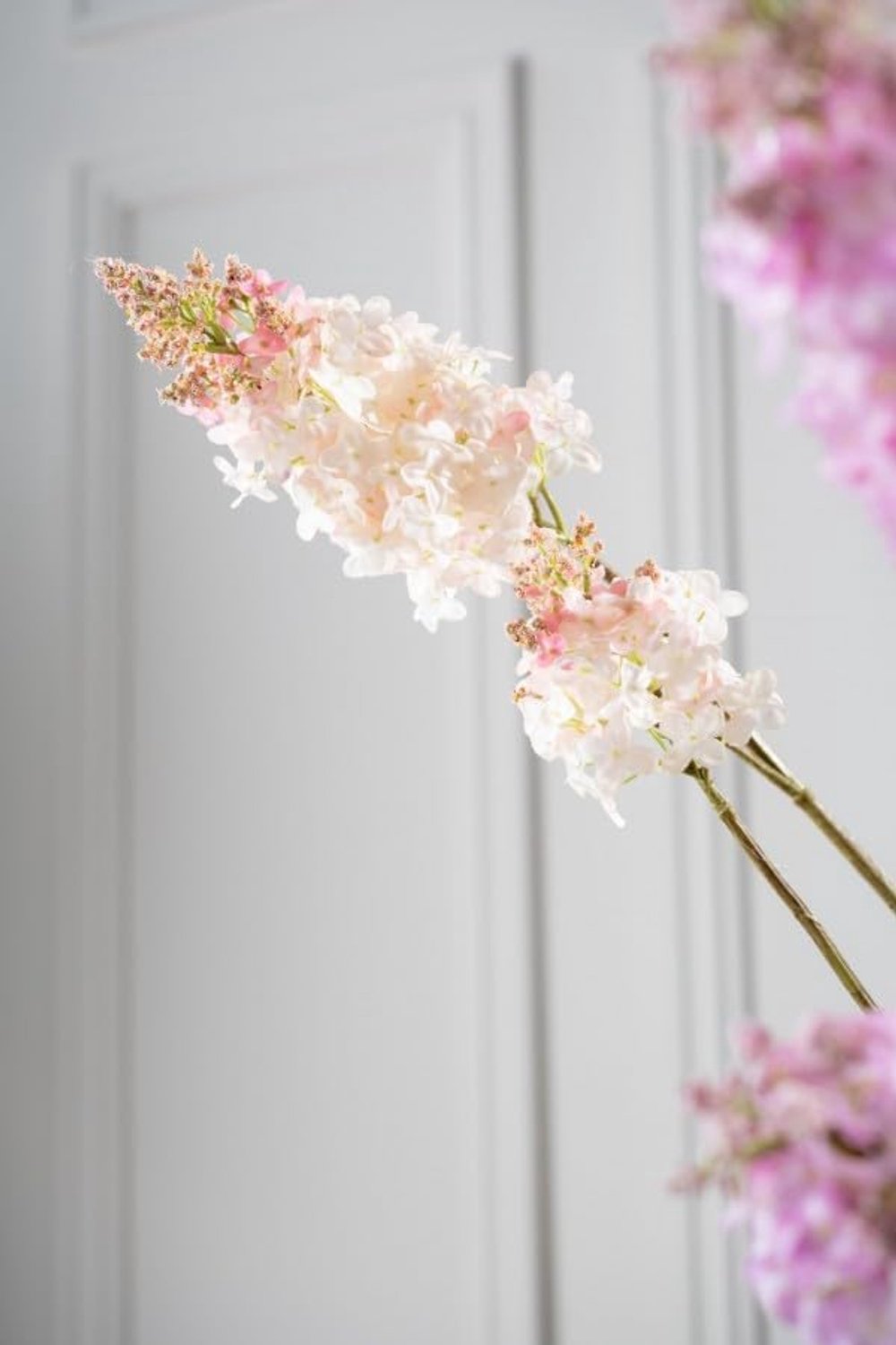 Kunstbloem lila tak van zijde, crèmekleuren-roze, 110 cm