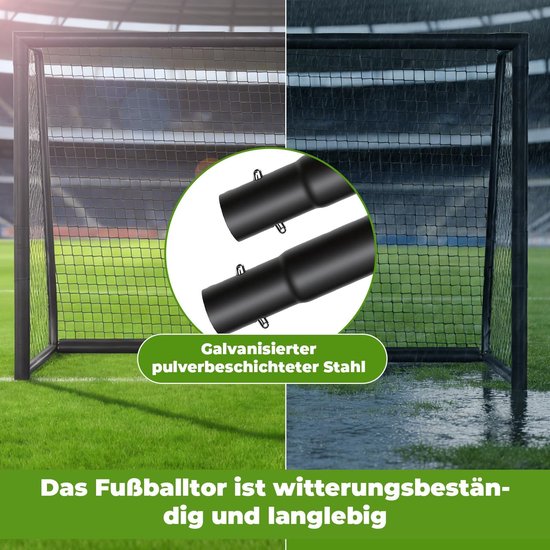 Voetbaldoel 300x200 cm, voetbaldoel met stalen frame met bekleding, grondhaak voor strand, park, trainingsspel, speelplaats, achtertuin, tuin — afbeelding 5