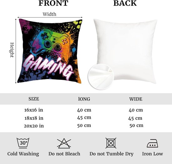 Kleurvolle Gaming Kussenslopen 40 x 40 cm - Set van 4 voor Gamer Jongens, Speelkamer Decoratie en Sofa Accessoire — afbeelding 5