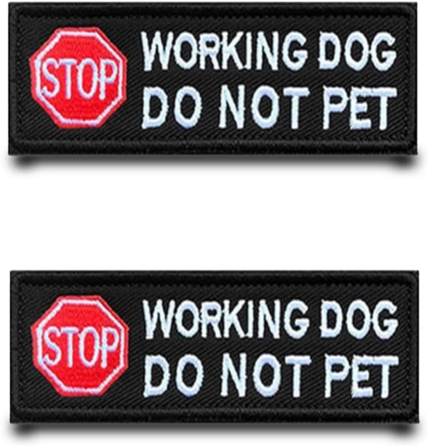 2 stuks "Stop Working Service Dog geborduurde vlagpatch geborduurde badge patch met nylonband patch applicatie voor blindenhonden harnas vest dienshonden