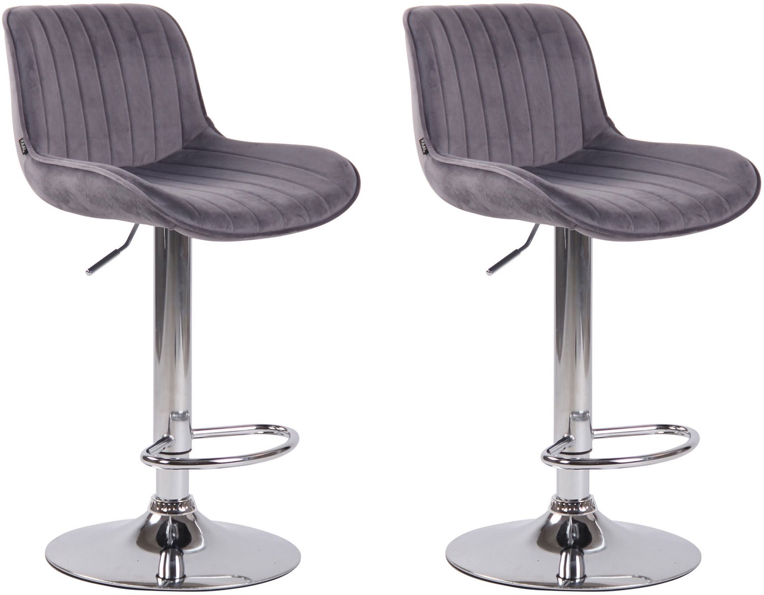 Luxe Comfort Barkruk - Set van 2 - Verstelbaar - Fluweel - Donkergrijs chroom/donkergrijs
