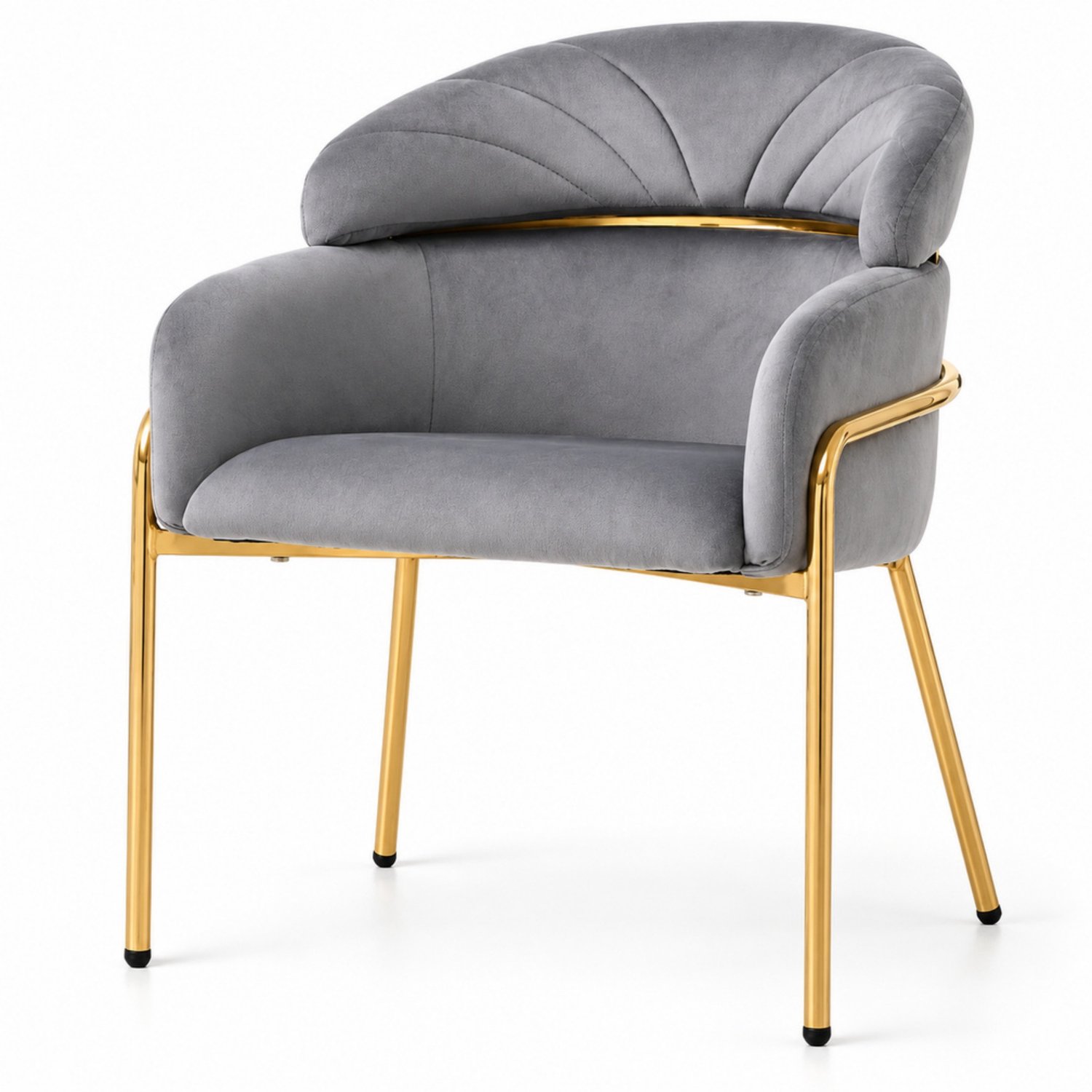 LONG DRAGON - Velvet eetkamerstoel - 1 stuk - Vier metalen poten - Voor woonkamer en slaapkamer - Grijs