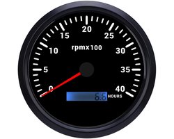110mm 4000 RPM Marine Toerenteller Hoge Prestaties Gauge voor Vrachtwagen Boot RV Auto 9-32 V (Zwarte wijzerplaat, zwarte rand CXA005B)