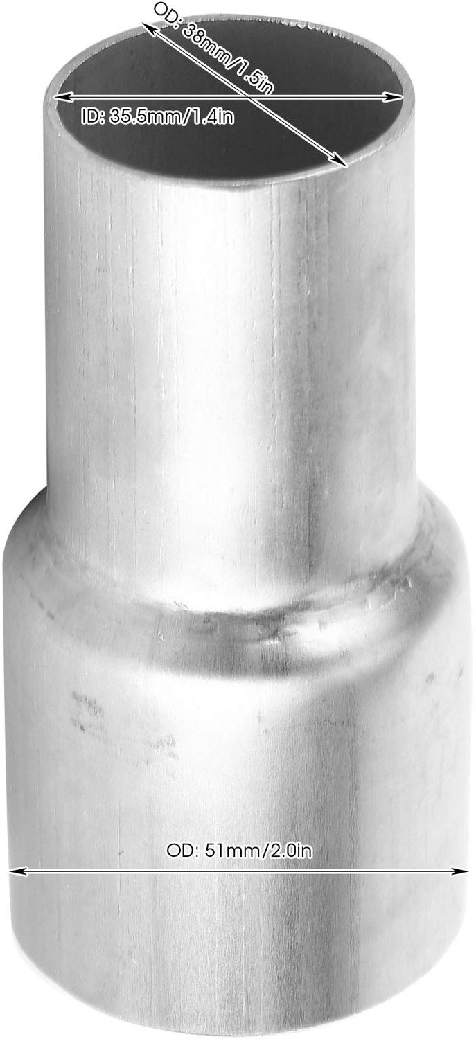 Uitlaatpijpadapter - Universele adapter - Roestvrij staal - 2 inch OD tot 1,5 inch OD - Verloopstuk - Geschikt voor diverse voertuigen