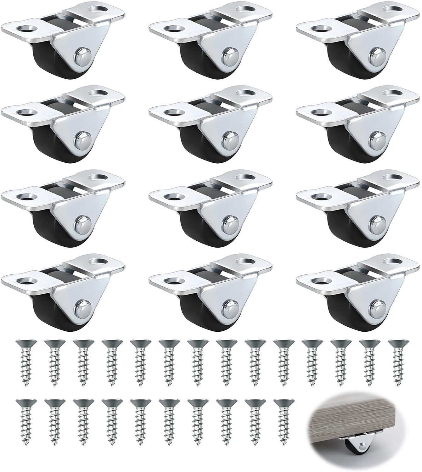 Set van 12 Mini Meubels Wielen met Stalen Topplaat