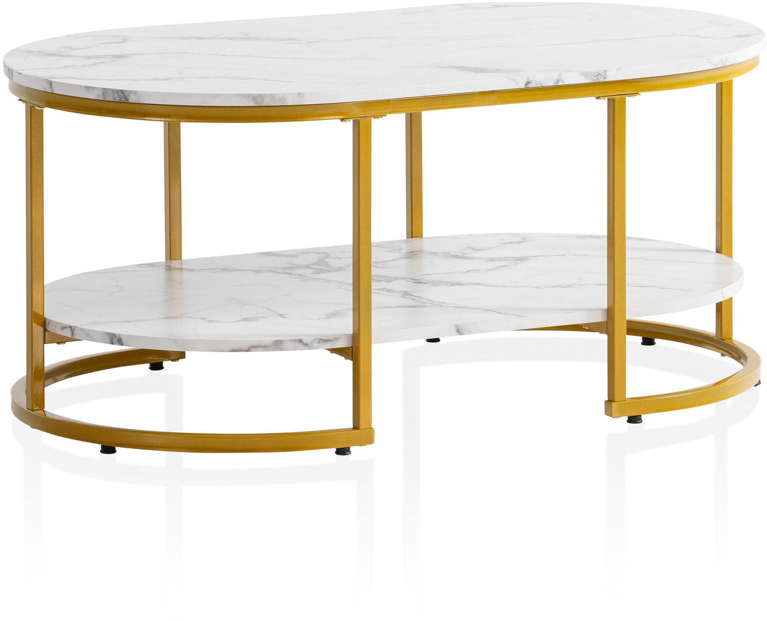 Cosmo Casa Salontafel - MDF - Wit - IJzeren onderstel - 100 x 60 x 45 cm
