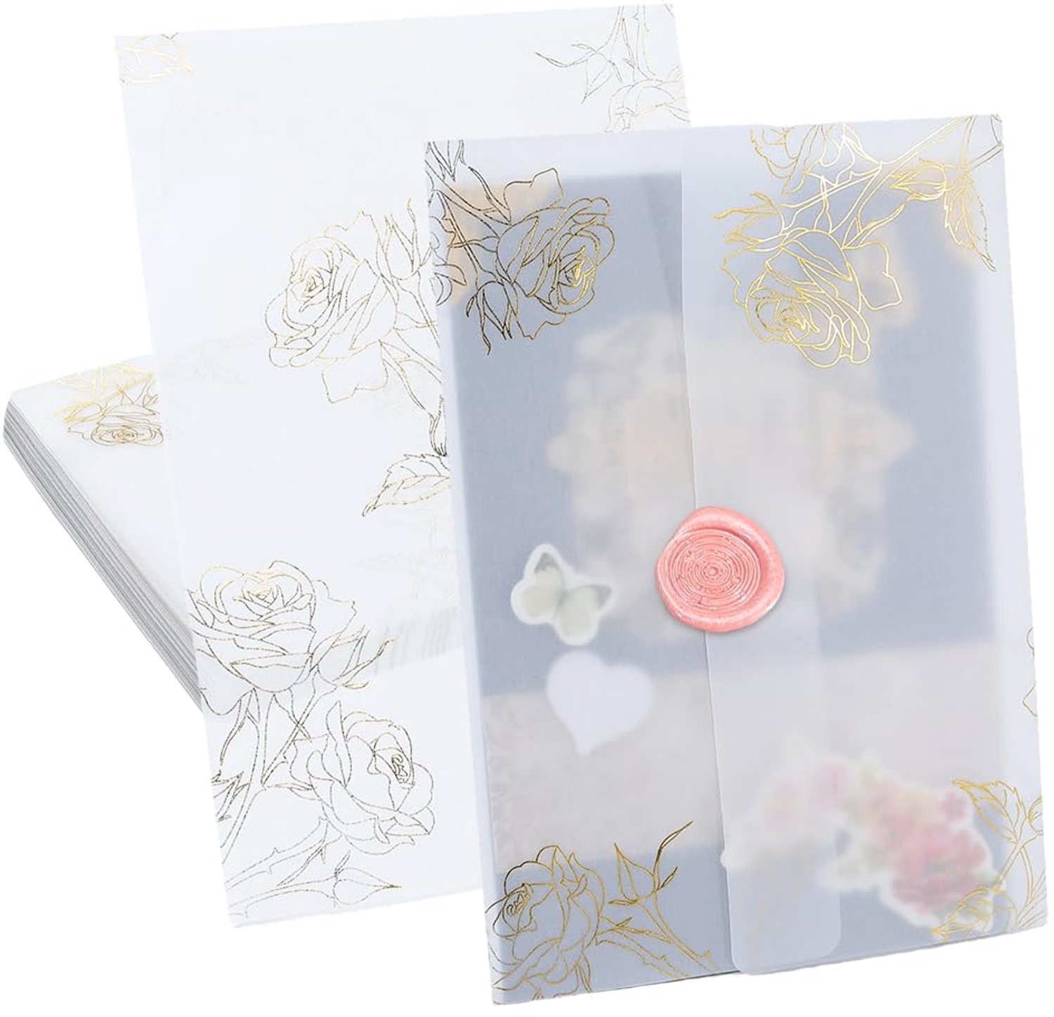 Velin Folders - 100 Transparante Papieren Enveloppen voor Uitnodigingen