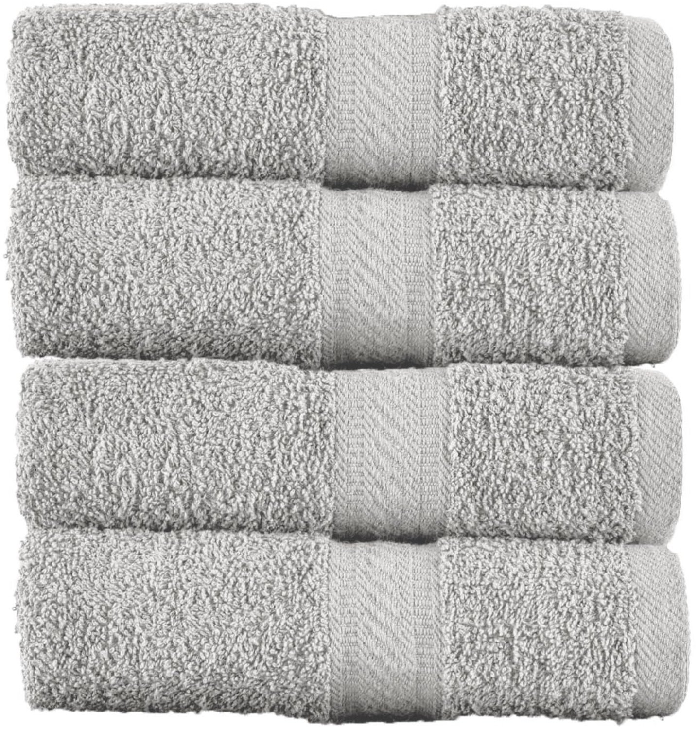 Set van 4 Luxe Badhanddoeken 70x140 cm Zilver 100% Katoen 500gsm