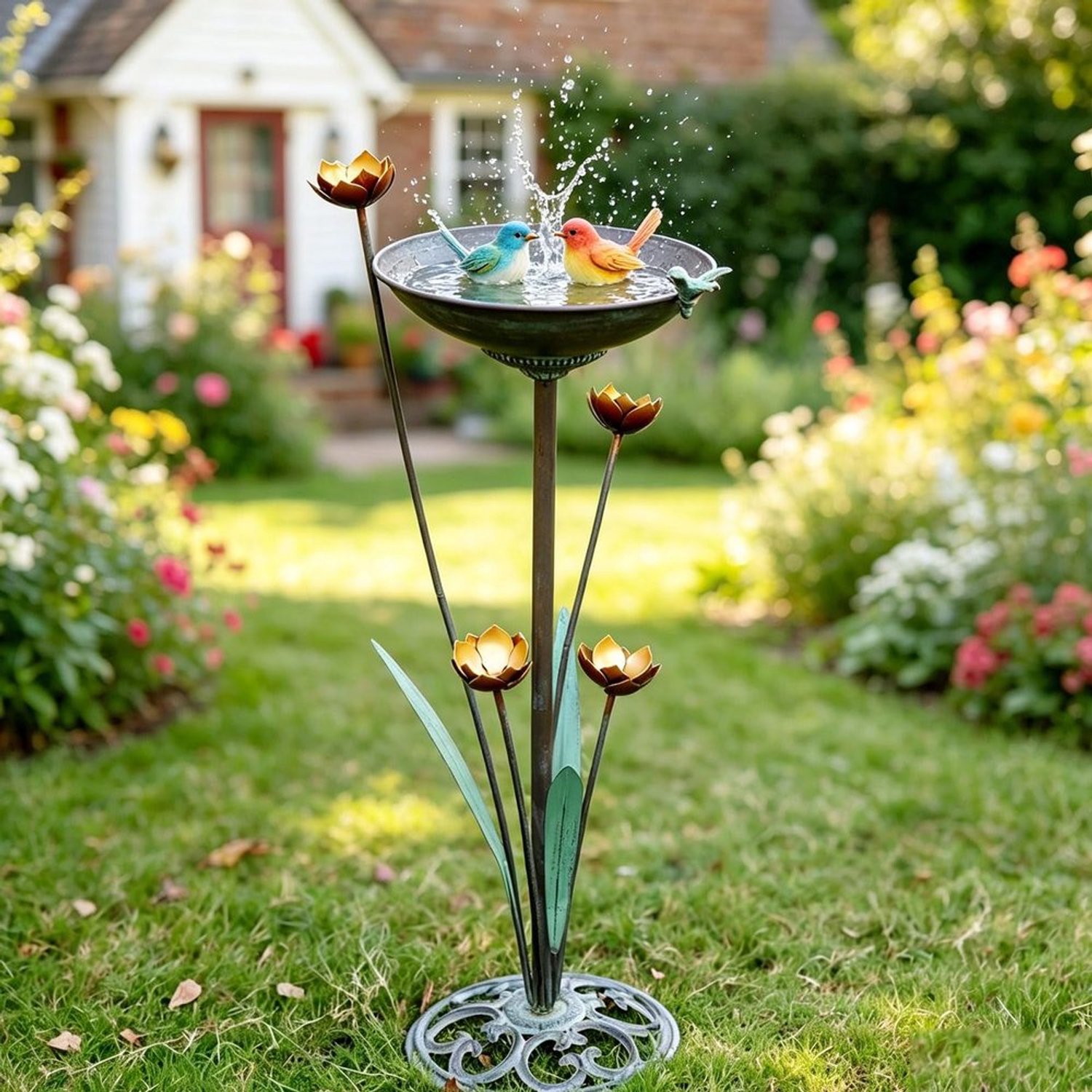 Vintage Vogelbad van Gietijzer voor de Tuin
