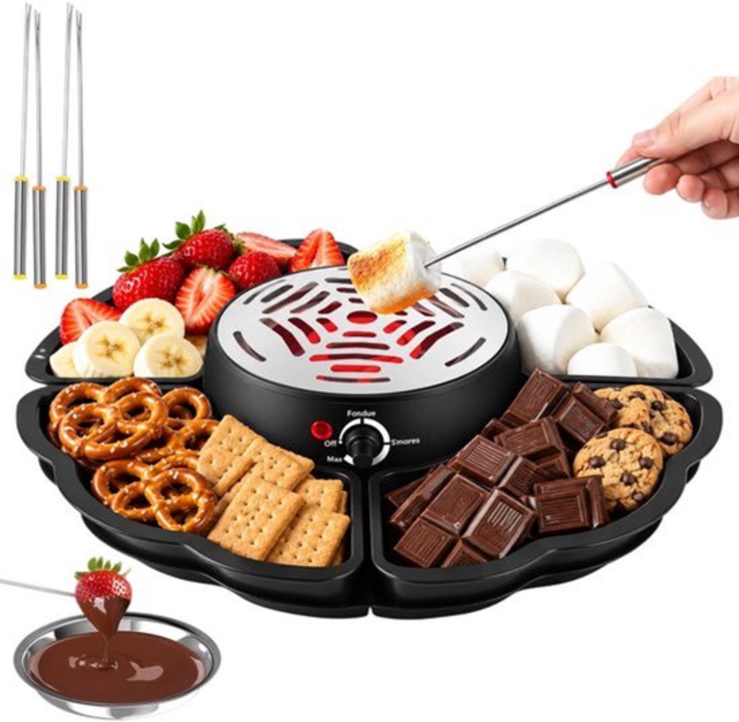 2-in-1 Chocoladefondueset, Elektrische Chocolade Fondue Set