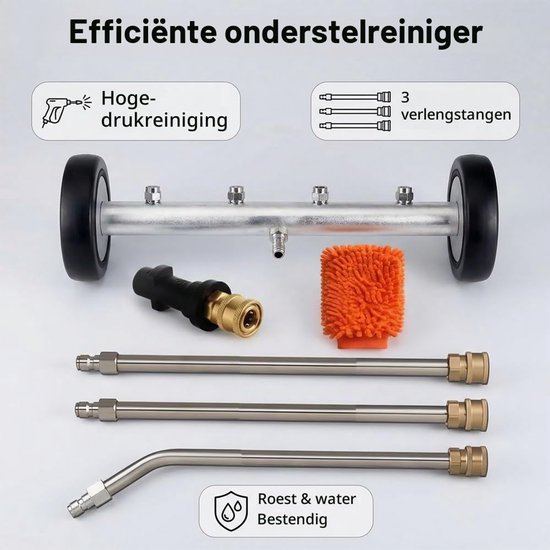 Ondervloerreiniger voor de auto, voor hogedrukreiniger, auto, hogedruk vloerreiniger met 3 verlengbuizen en 1/4 inch snelaansluiting, auto ondervloerwas 4000 psi voor tuin, camper, trottoir, SUV — afbeelding 4