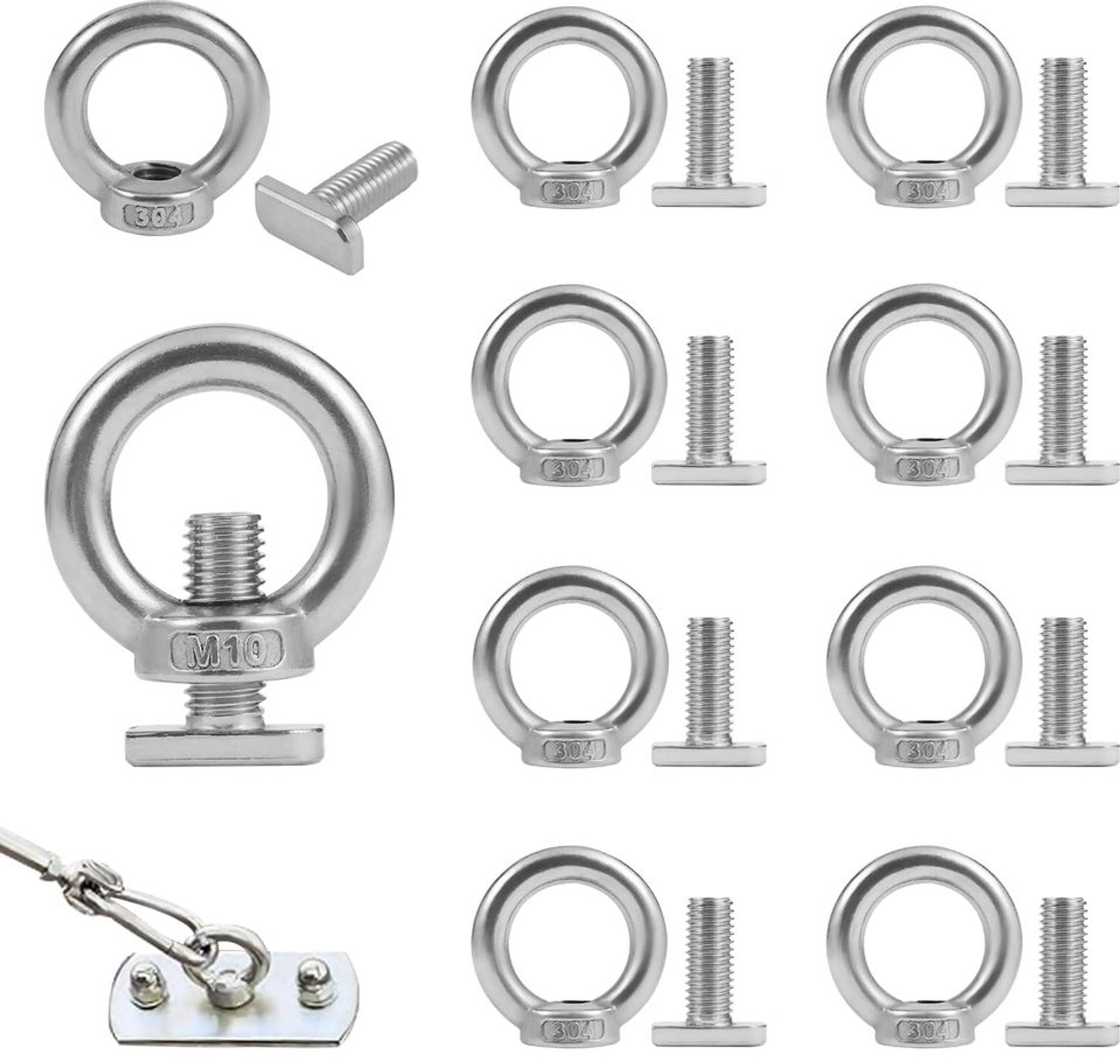 Set van 20 RVS Ringbouten M10 voor Diverse Toepassingen