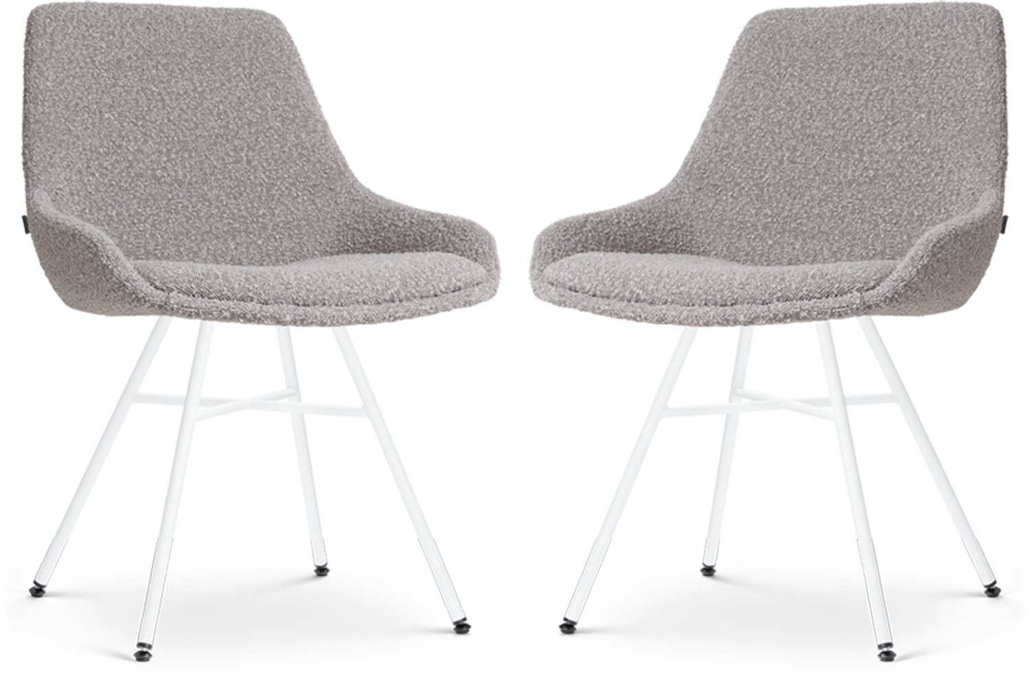 Nolon Noa-Isa Eetkamerstoelen Set van 2 Bouclé Taupe - Stof - Wit Onderstel - Design - Scandinavisch - Comfortabel