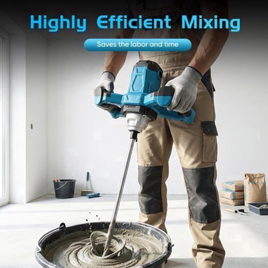 Elektrische Cementroerder Handmixer - 2400 W Vermogen - 6 Variabele Snelheden - Voor Cement Gips Mortel Verf Lijm - Roerder Mixer — afbeelding 5