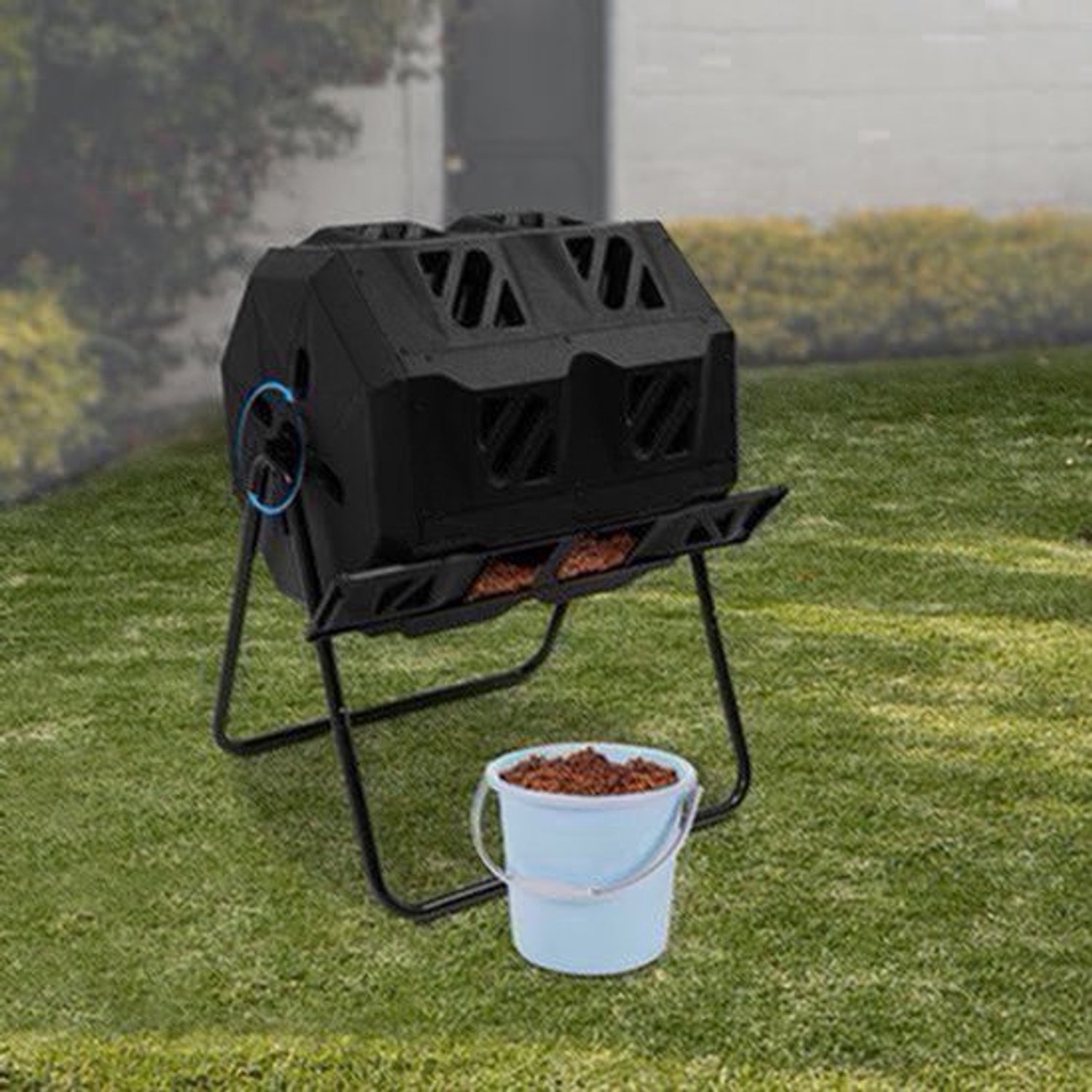 Heavy-Duty Compostbak – Composthoop, Compostvat, Tuincomposteerder, Compostton – Zwart, 133 L – Dubbele Kamers, Weerbestendig Kunststof