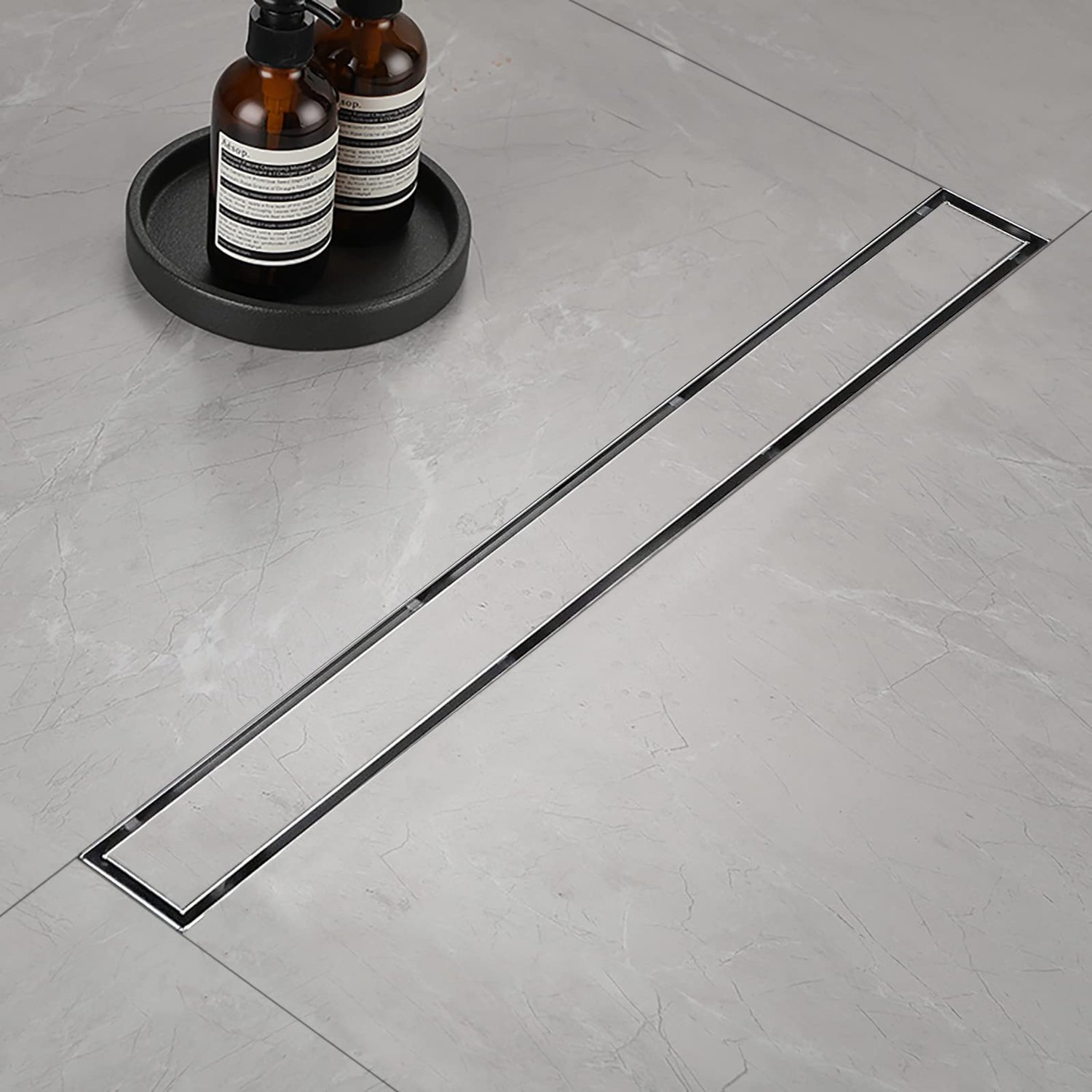 Doucheafvoer Extra Plat - 80 cm Complete Set met Sifon en Haarzeef