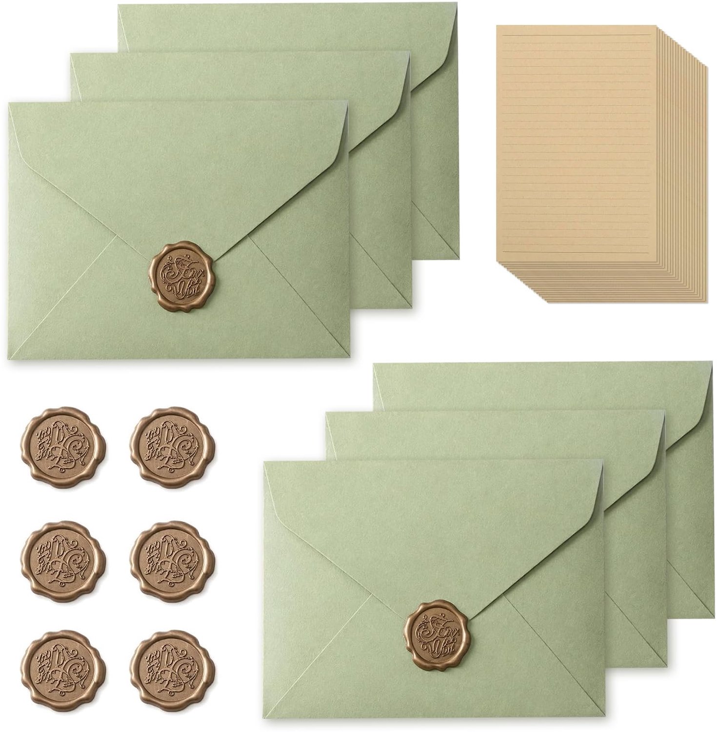 Vintage Briefpapier Set met 20 Vel en 6 Enveloppen