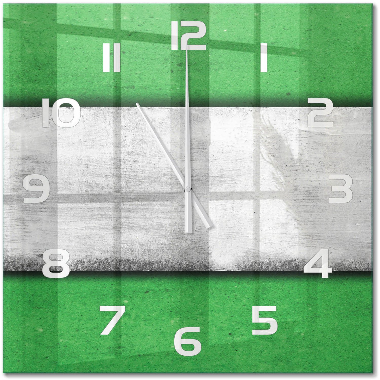 TULUP Wandklok - Groene muur Gekleurde Glazen Klok - 60x60 cm - Groente Glazen Klok Met Print - Witte handen - Vierkante Klok - Moderne Wandklok Glas - Wandklok Glas Decoratie