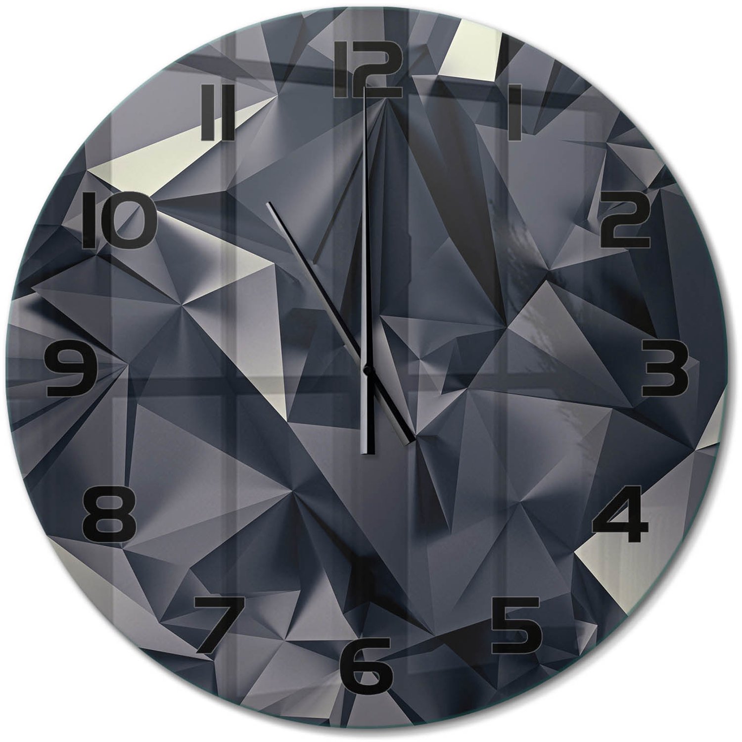 TULUP Wandklok - Abstracte achtergrond Glazen Wandklok Design - fi60 cm - Zwart Klok Glas Met Opdruk - Zwarte handen - Ronde Klok - Wandklok Glas Met Motief - Decoratieve Glazen Klok