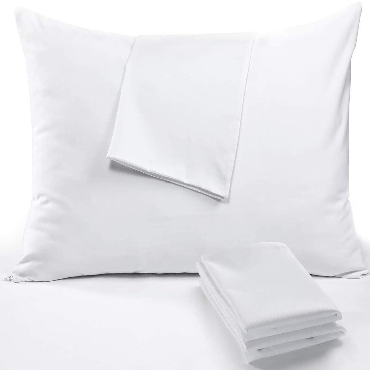 Famanu Kussenhoezen set van 2 stuks, 65 x 65 cm, waterafstotend polyester met ritssluiting, ademend en vlekbestendig, ideaal voor het beschermen van kussens in de tuin of op het balkon, kleur wit
