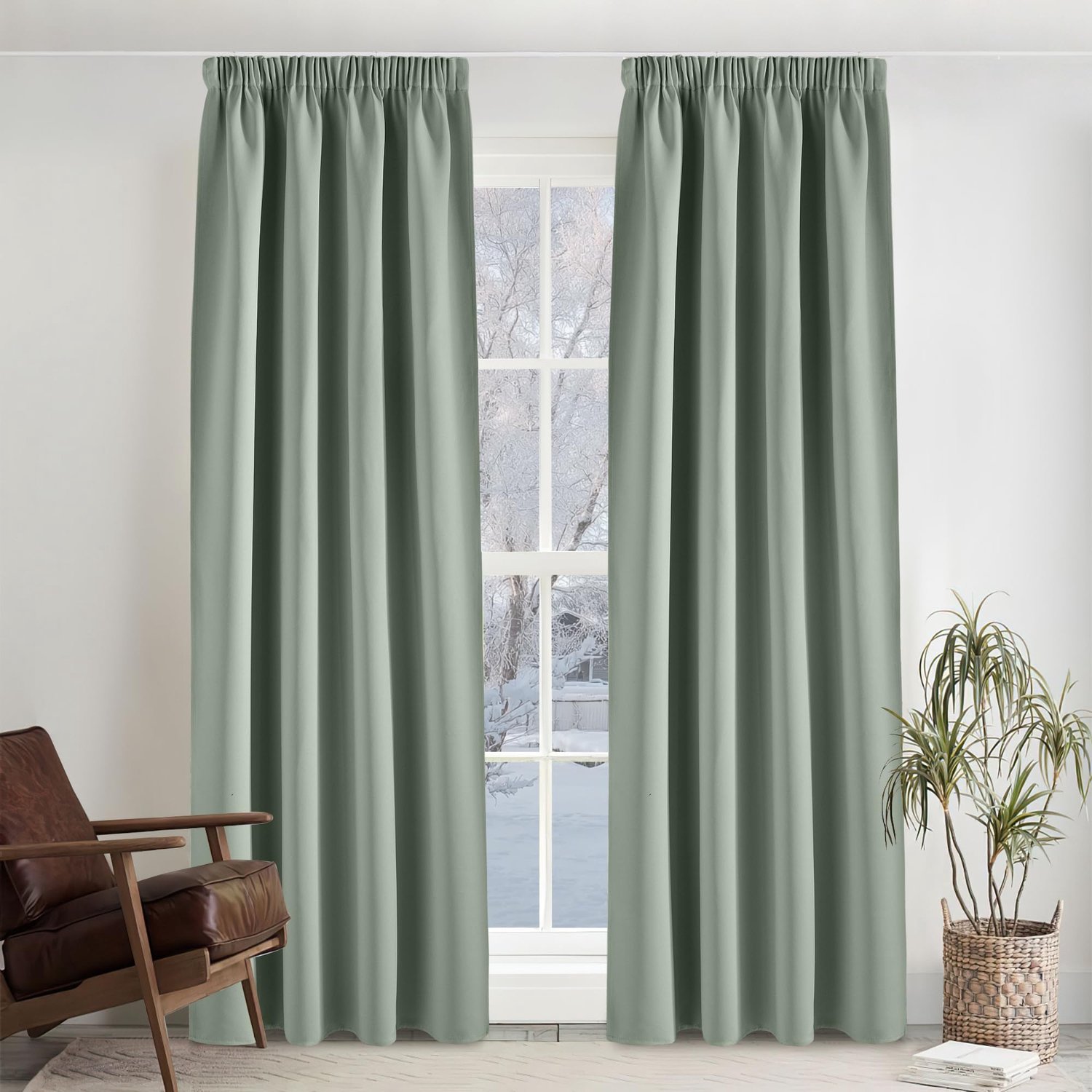 Famanu Warmte-isolerende verduisteringsgordijnen met plooiband, 140B x 245H cm, 2 panelen, salingroen, ideaal voor woonkamer en slaapkamer, basisverduistering van 75-85%, gemaakt van dikke isolatiestof, biedt bescherming tegen kou en warmte