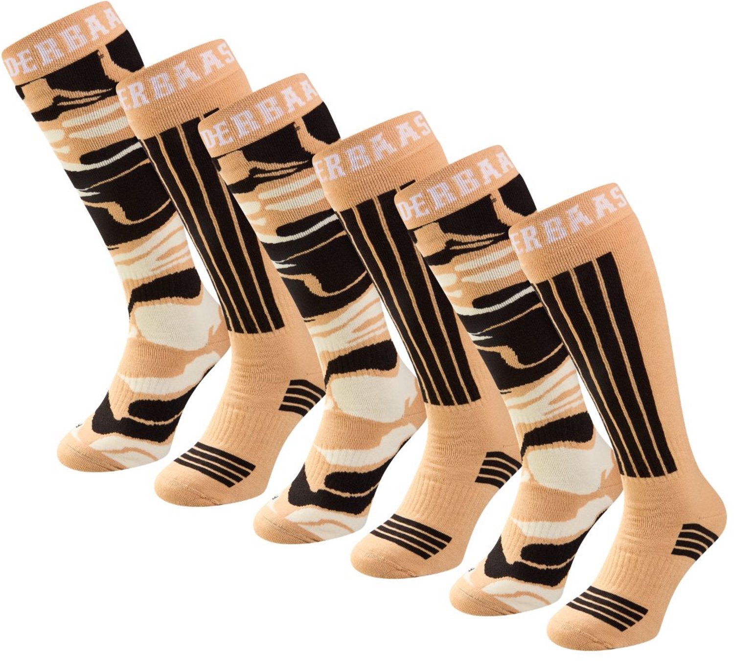 Poederbaas Dames Skisokken 6 Paar Sand Multi Beige