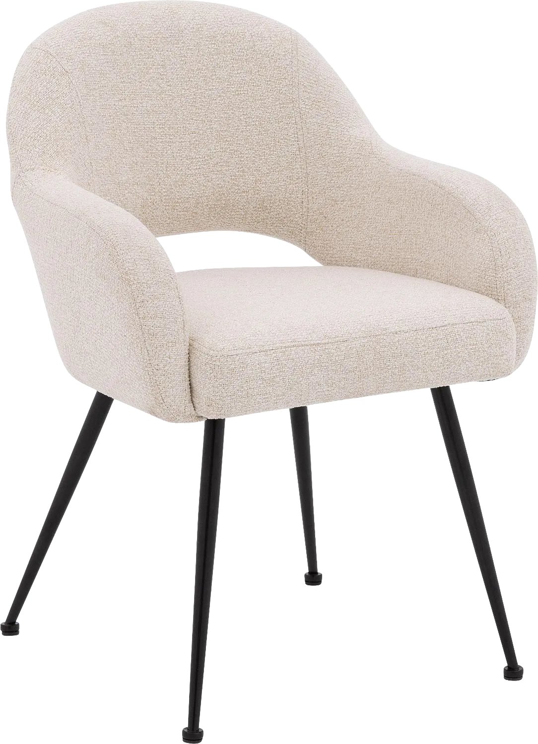Goossens Eetkamerstoel Briggen - Beige - Stof - Met Armleuning