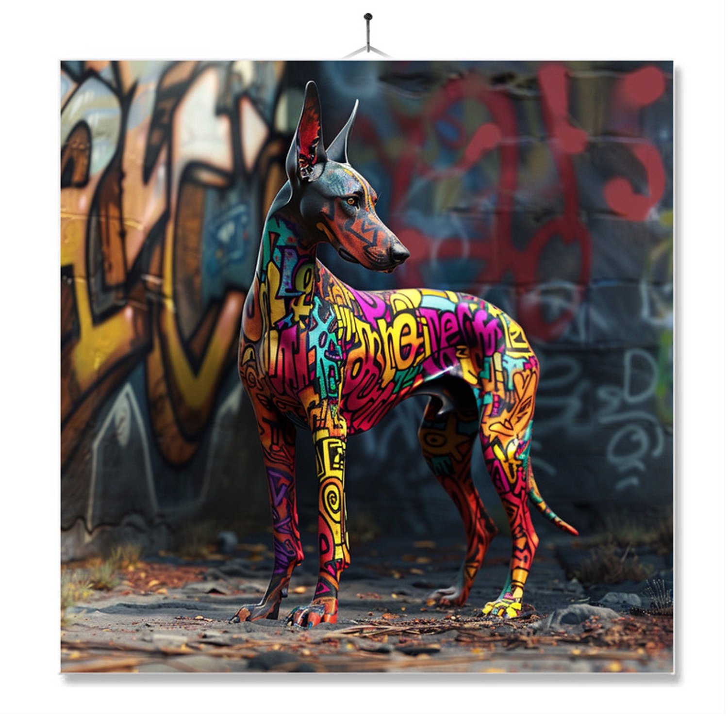 MC Living Tegel Met Opdruk | Geschenk | Dier | Graffiti | Dobermann ontwerp 3