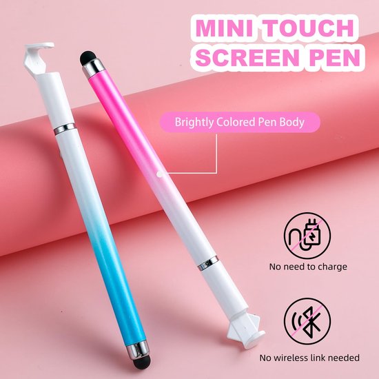 Styluspen 2-in-1 - Veelkleurig - 3 Stuks - Hoge Gevoeligheid - Siliconen - Geschikt voor Smartphone/Tablets - Touchscreenpen — afbeelding 2