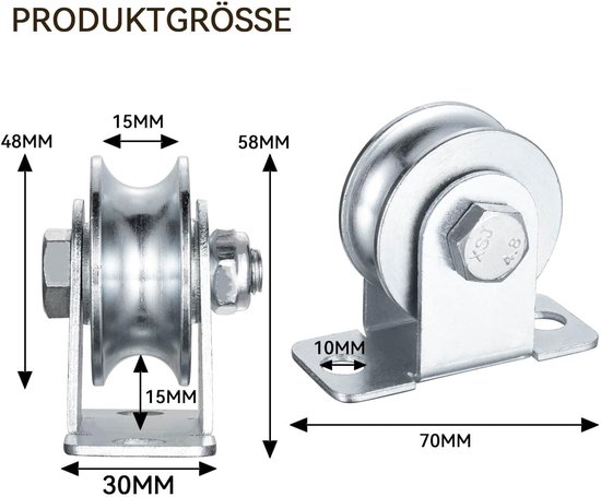 48 mm Katrol voor Staalkabel - Kogellagers, Draagkracht 200 kg, 2 Stuks — afbeelding 5