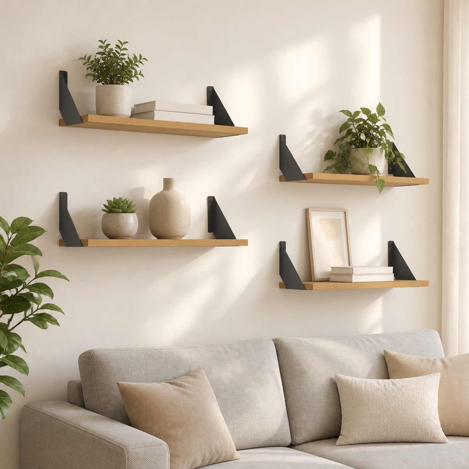 vidaXL Wandplanken - 4 - st - Artisanaal - eiken - 60 - x - 20 - x - 17 cm Artisanaal eiken