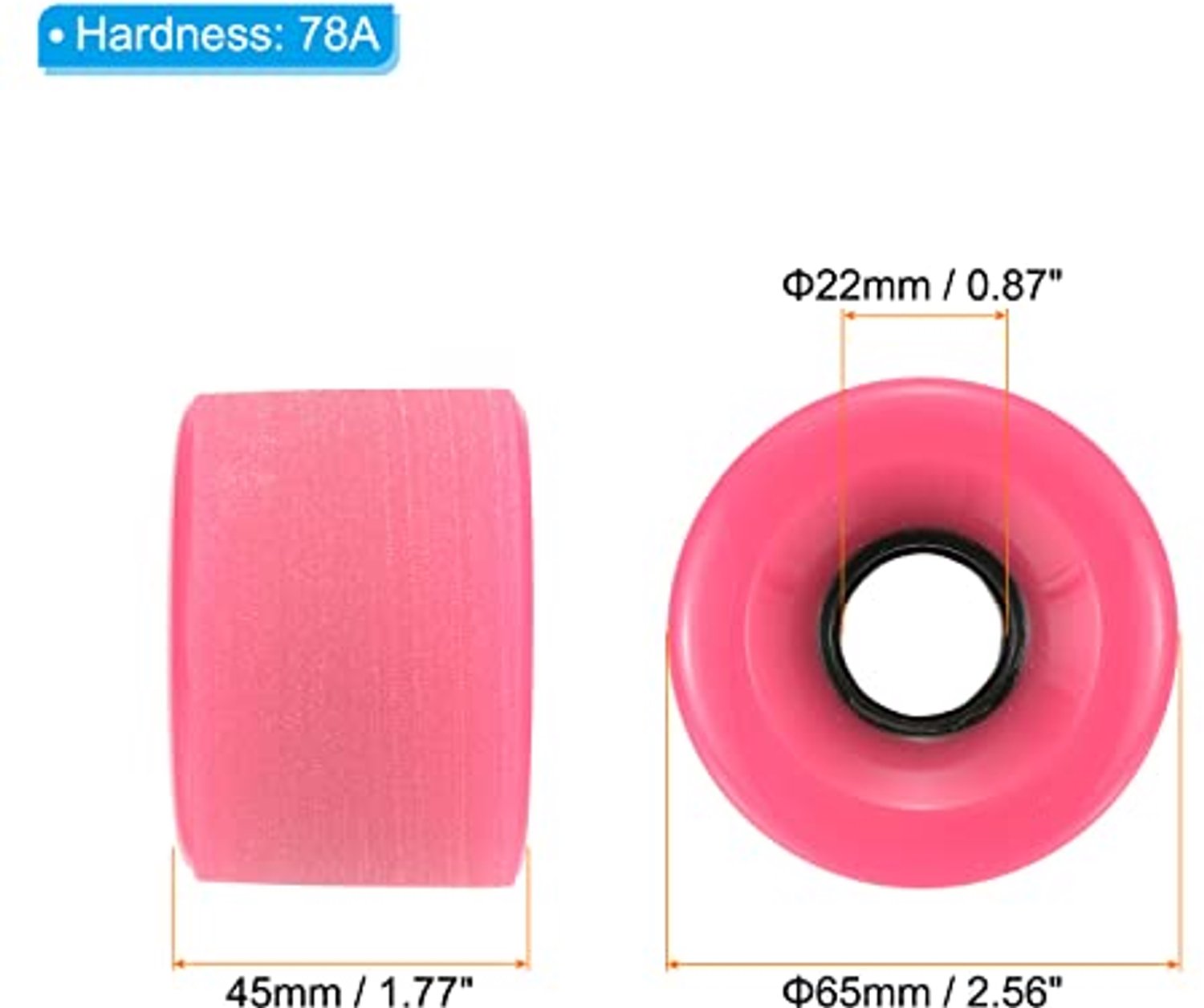 78A Longboard Wielen voor Skateboards 4 Stuks Roze