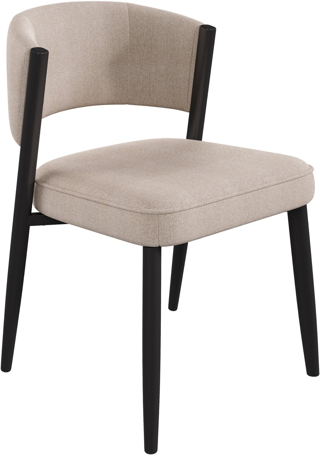 HAUSS SPOLE Eetkamerstoelen - Set van 4 - Zachte Zitting en Gebogen Rugleuning - Voor Eetkamer en Woonkamer - Chenille en Metaal - Taupe