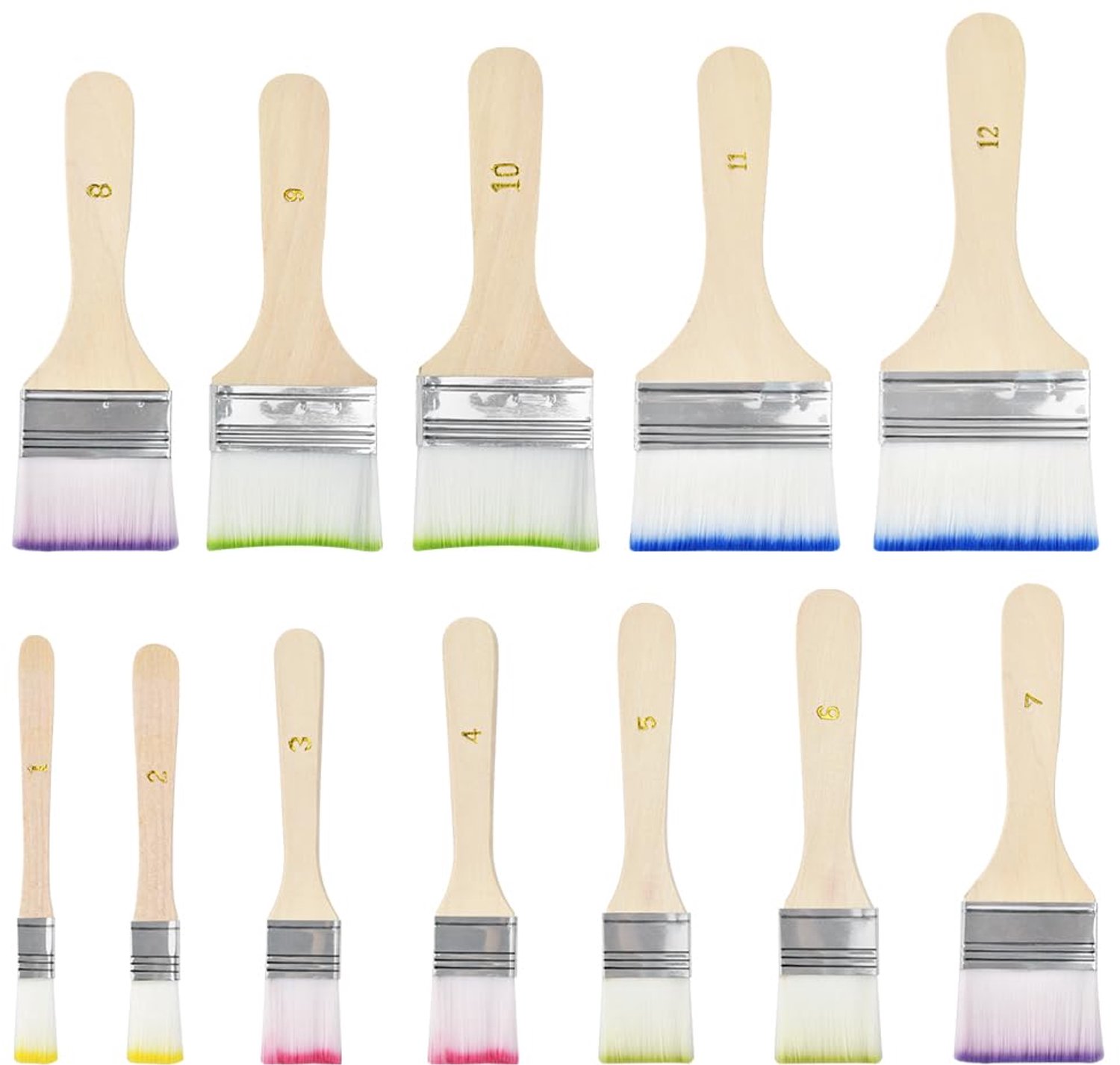 Set van 12 Brede Verfkwasten voor Acrylverf