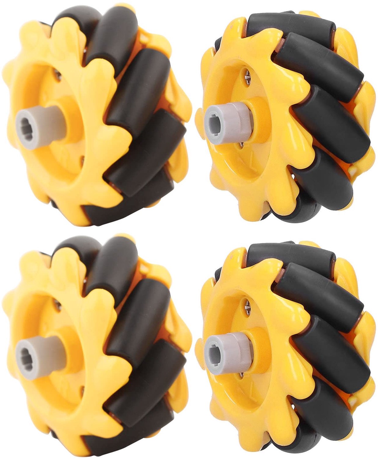 Mecanum-wiel - Omnidirectioneel - Kwaliteitsborging - Geel en zwart - Robotica - DIY slimme auto-projecten - 48 mm
