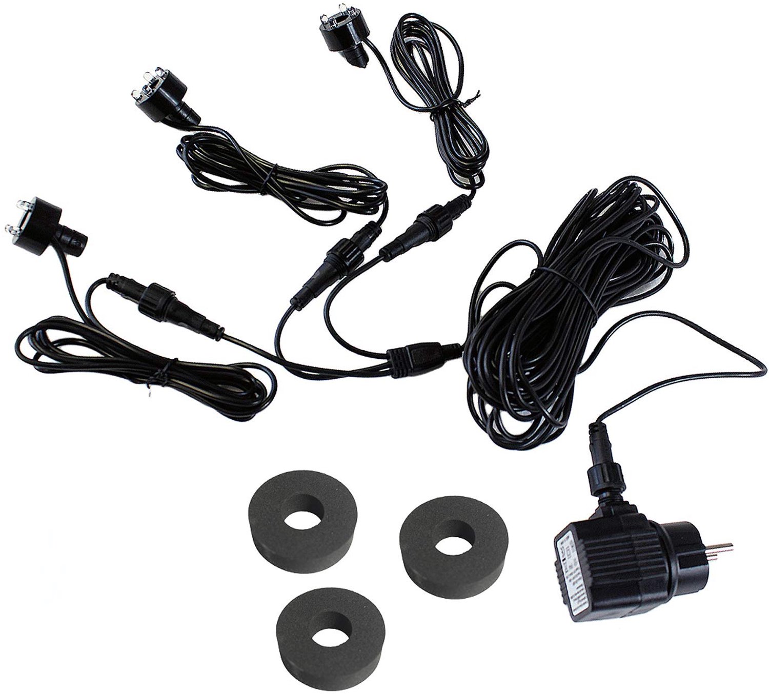 Fontein Verlichting Set van 3 LED Lampen - Koud Wit - 10m Kabel