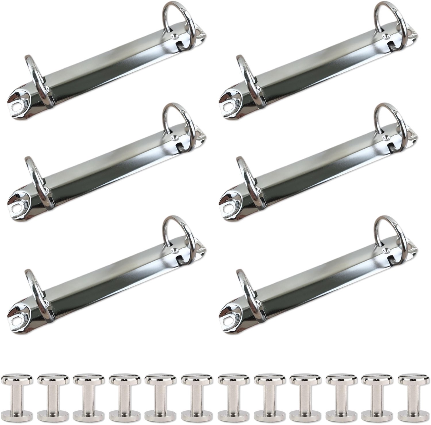 Set van 6 Zilveren Ringbandmechanismen met Schroeven