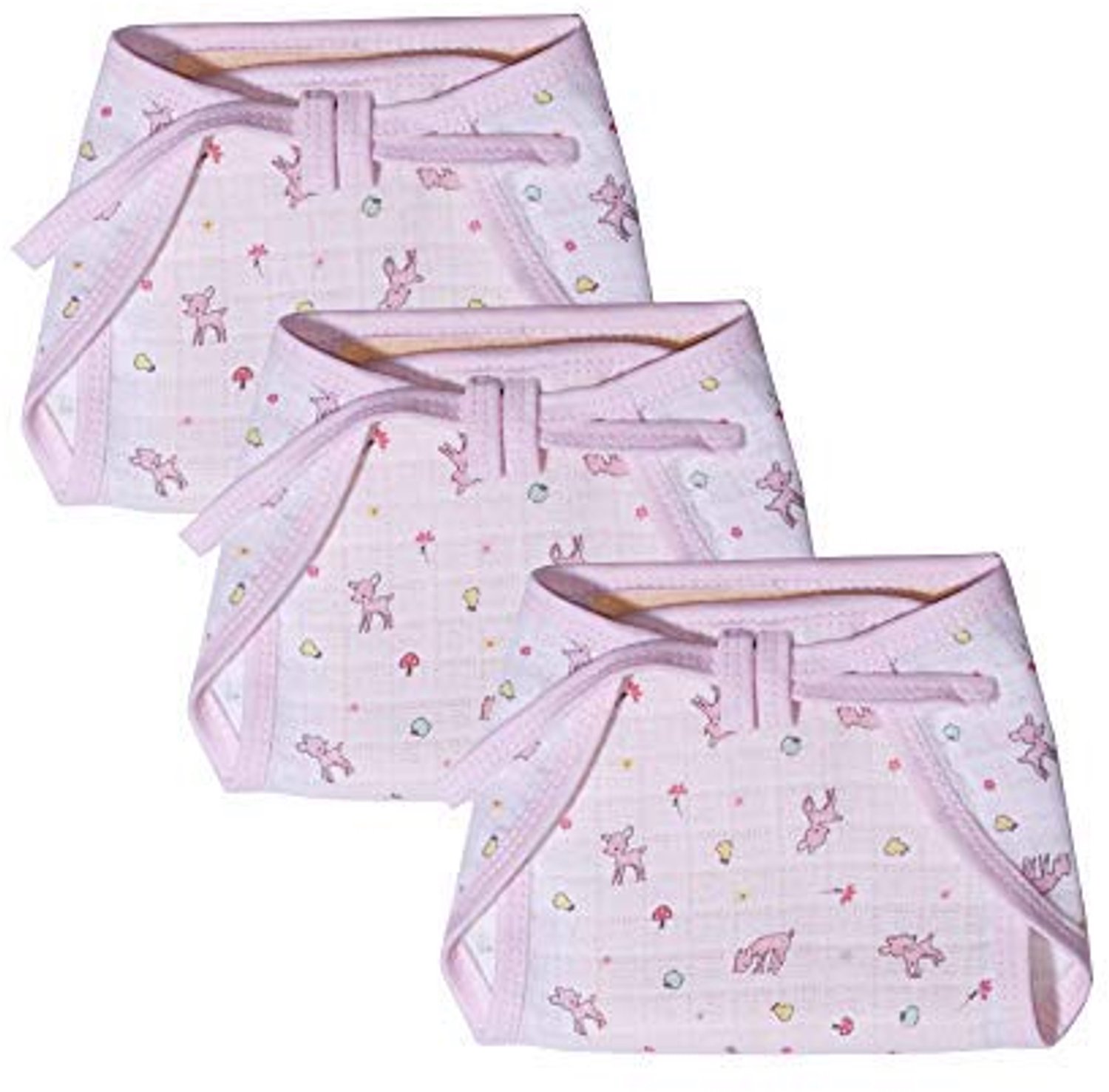 Premium Katoenen Luiers voor Pasgeborenen (Set van 3, Roze)