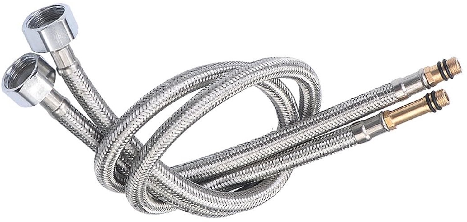 Slangpijp Roestvrij Staal - Flexibele Slang - Warm/Koud Water - 60cm - M10 x 1/2 - Vervanging voor Beschadigde Slang - Flexibele Waterleiding