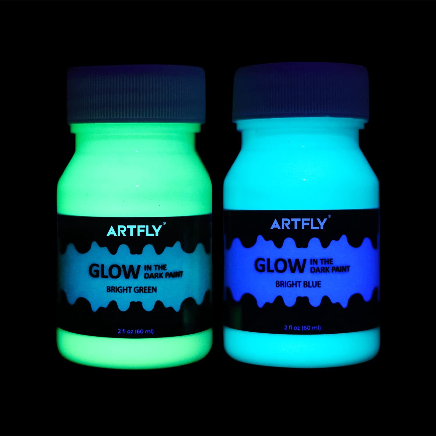 Glow in the Dark Verf Set in Groen en Blauw