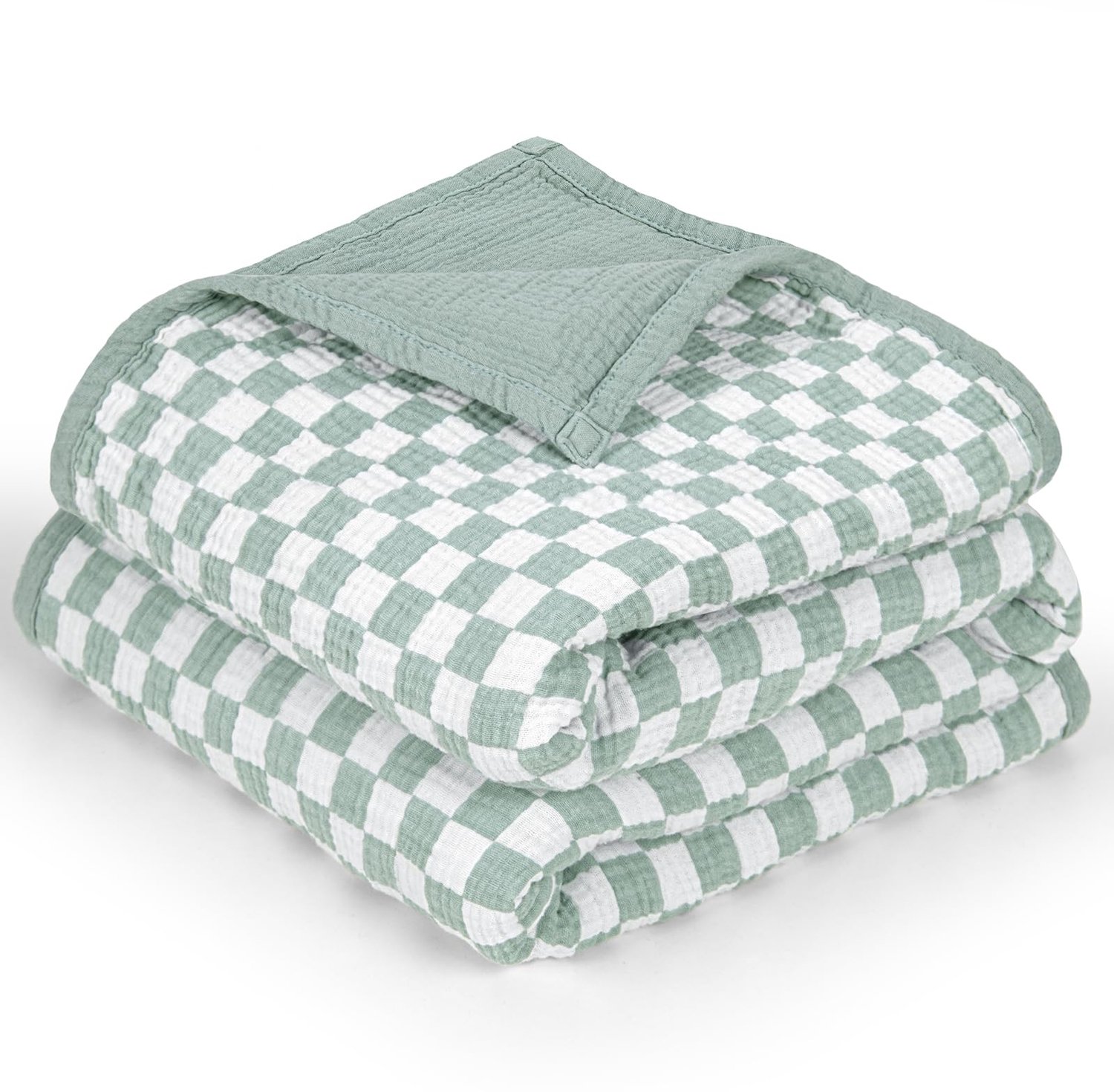 Babydeken - Muslin Katoen - 119,4 x 119,4 cm - M-Sage Geruit