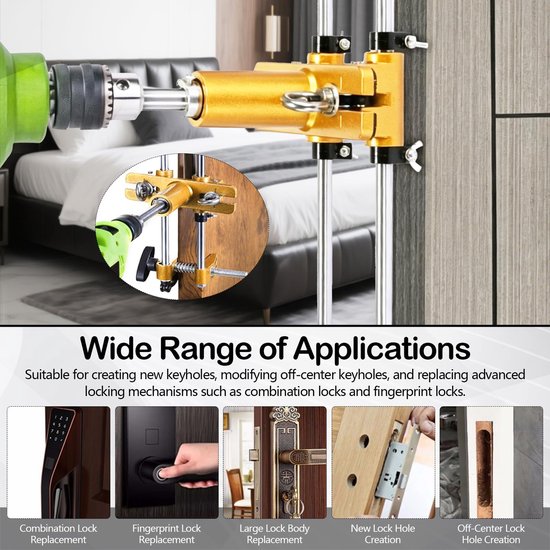 Deurslot Mortiser Kit met 11 Stuks Tungsten Stalen Cutter — afbeelding 4