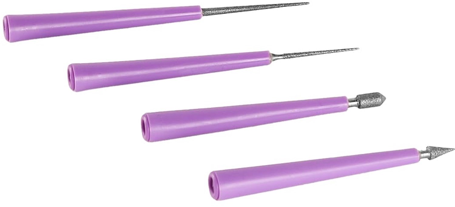 Kralenruimer 4 Stuks - Diamantpunt - Roestvrij Staal - Plastic - Geschikt voor Glas/Metaal/Hout - Lengte 85,5/87/108/119 mm - Kralengatvergroter