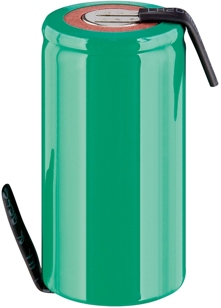 Goobay Sub-C oplaadbare NiMH-batterij 1500 mAh 1,2 V met Z-soldeerstrip en platte positieve pool, vervangingsaccu voor snoerloos gereedschap