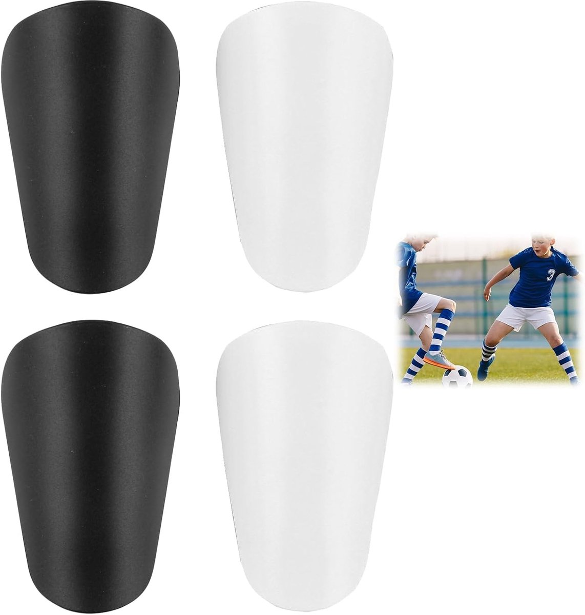 Scheenbeschermers voor kinderen, voetbal, S, 4 stuks, kleine scheenbeschermers 10 x 6 cm, voor jongens en meisjes, lichte mini-scheenbeschermers voor training en spel, comfortabele bescherming
