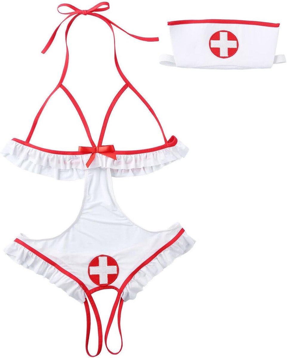 Sexy babydolls voor vrouwen, negligés, verpleegster-cosplay-kostuum, 2-delige lingerieset, sexy clubwear, maat S-L