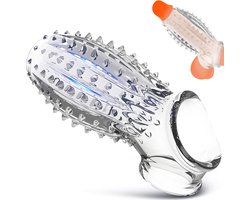 Penis Sleeve Cock Extender Reusable Cocksleeve for Men and Couples TPE Granule Texture Adult Toy (Transparent)